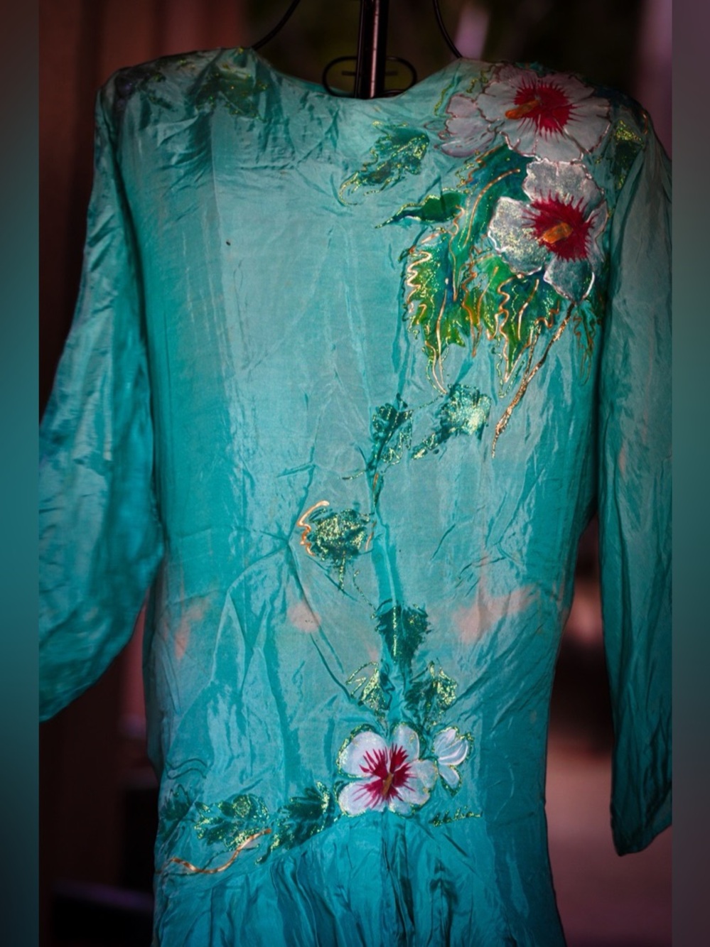 VTG 80s Hand-Painted Silk Dress by Clelia Cardano - Upcycle Project - 100% Silk